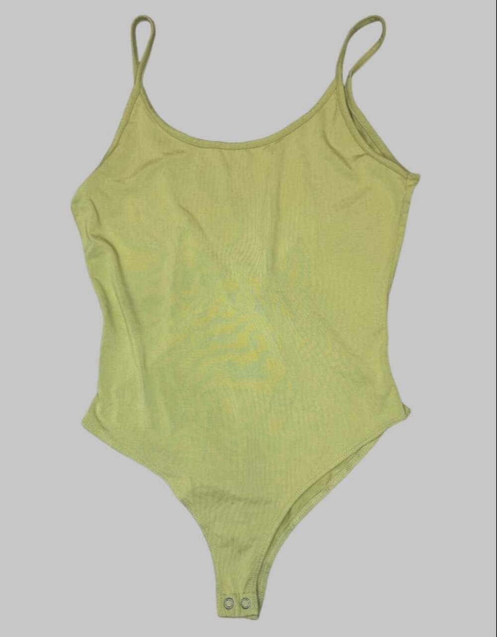 Scoop Neck Low Back Cami Bodysuit Moss Green Stretch Snap Closure Small